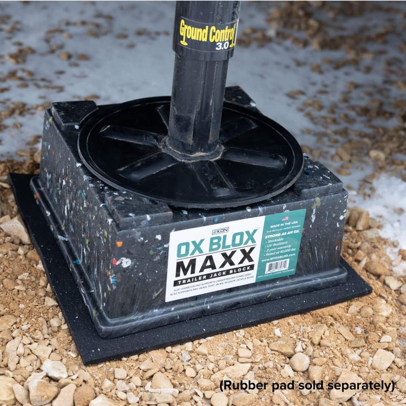 Ekon OX BLOX MAXX Heavy Duty Trailer Jack Block - 10,000 lbs. Capacity - 10.5x10.5x4.5 Inches - 6.8 lbs Weight - 5th Wheel RV Jack Block for 9" Round Feet - 9" and Smaller Feet Nest Securely Within Ridges - Image 5